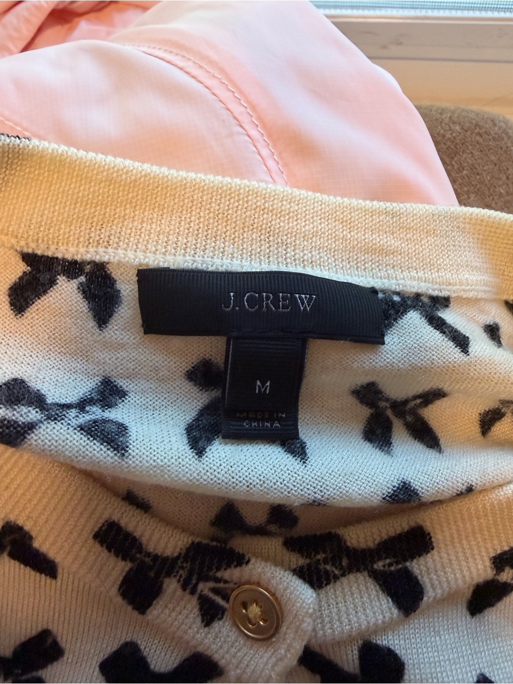 J. Crew Jackie Bow Print Lightweight Wool Cardigan - Picture 5 of 5
